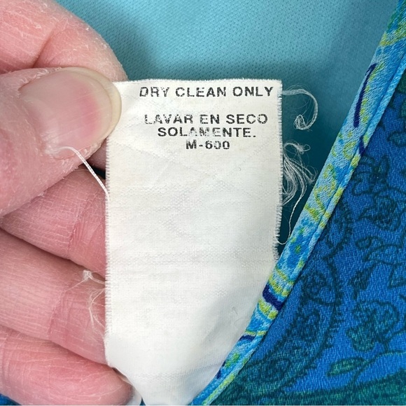 Vtg. Y2K My Michelle Sleeveless Blue Paisley Print Chiffon Midi Dress Sz. 7/8 - Picture 9 of 12